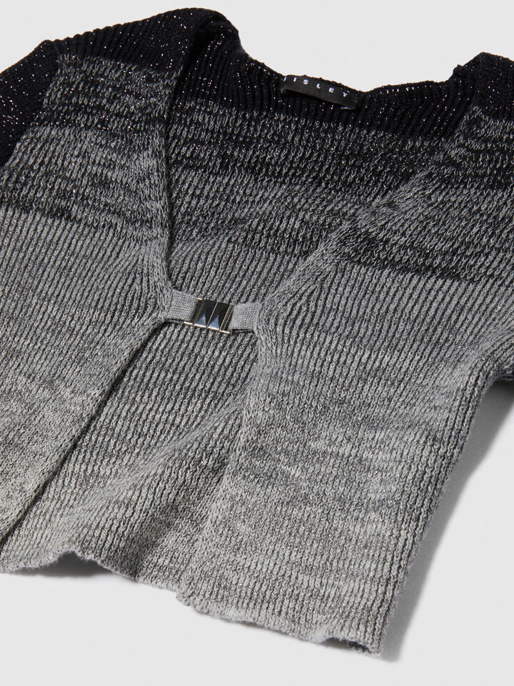 Faded lurex cardigan - girls' knitwear - Dark Gray | Sisley Young image number 2